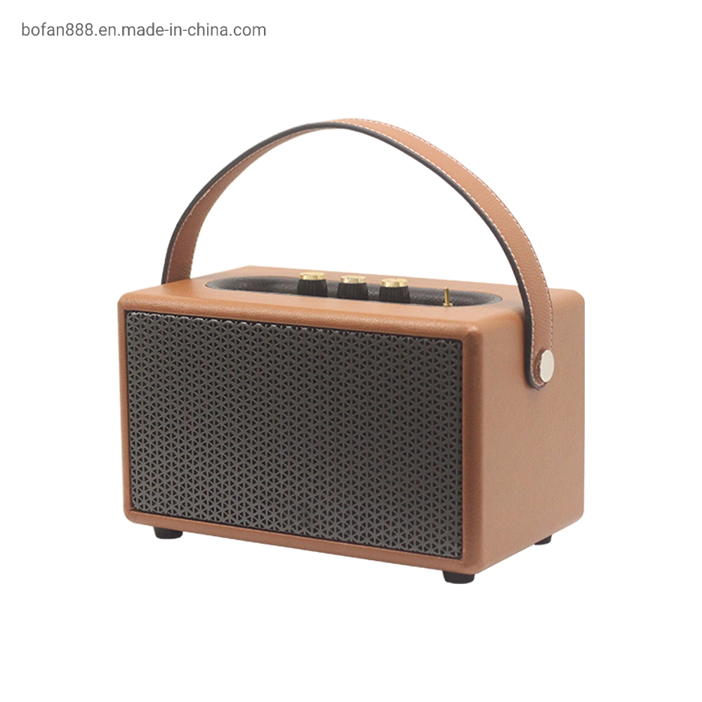 Hot Sellers Leather Finish Handle 60W 6000mAh Wireless Retro Speaker with Modern Features