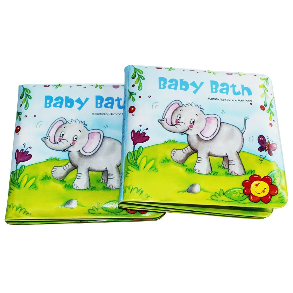 Esummi Educational Waterproof Baby Bath Book for Kids, Cute Elephant Floating Plastic Books, Kids Educational Infant Bath Toy