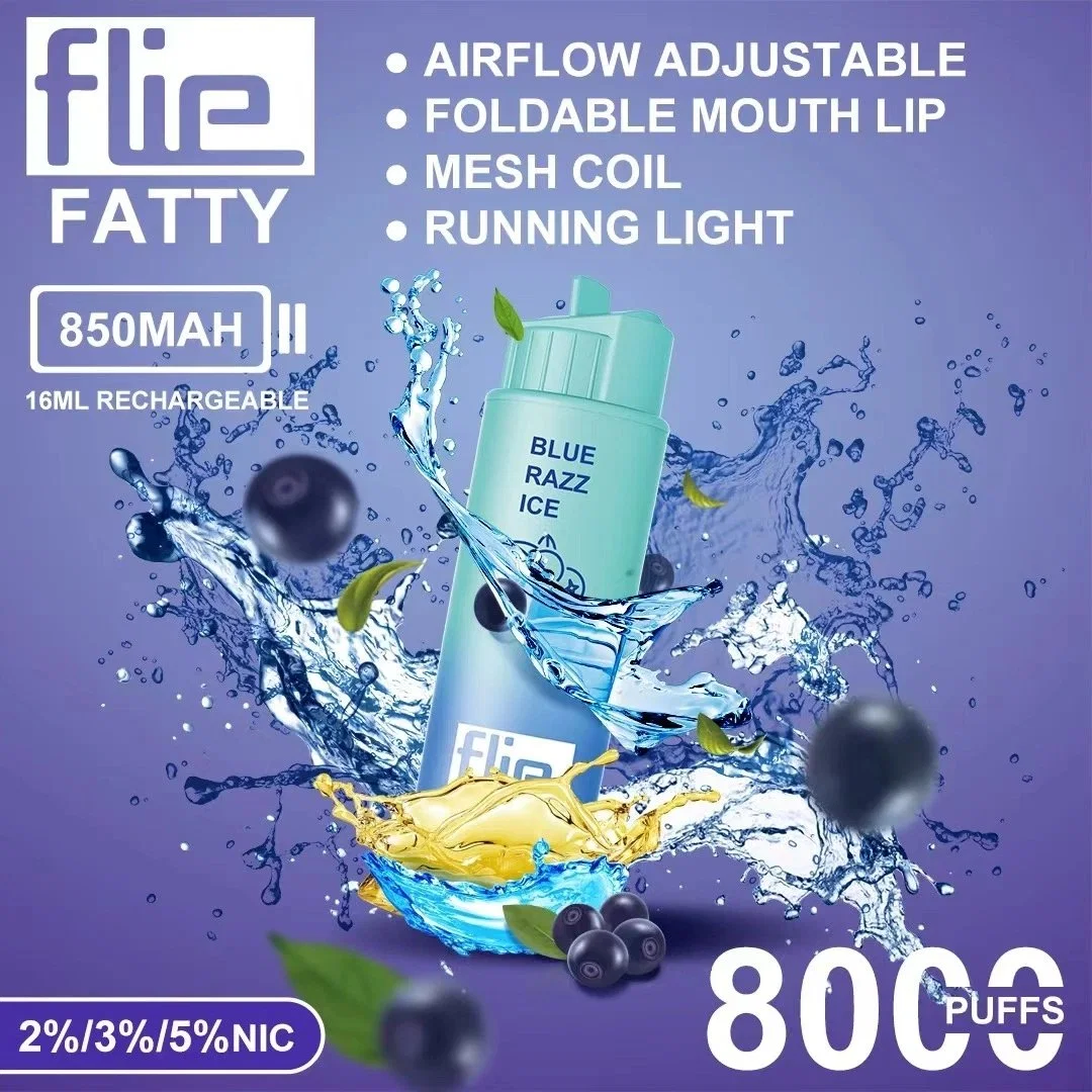 Auténtico Flie desechables grasos E cigarrillos 8000 inhalaciones Vape Pen 18ml Pre-Filled las vainas de la bobina de malla de 850mAh Batería Recargable vaporizadores