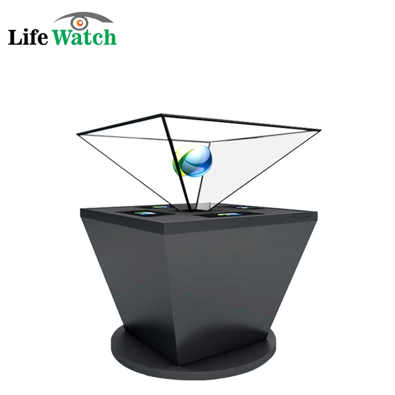 360 Degree 700mm X 700mm Pyramid Hologram LCD Display Showcase Cabinet for Jewelry Exhibition