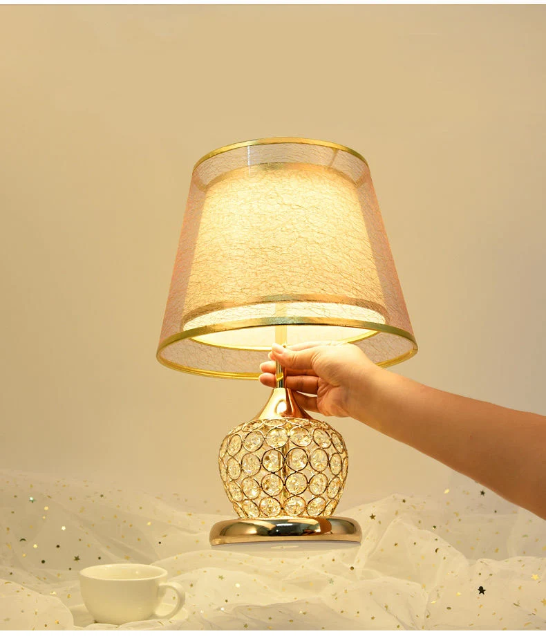 Modern Crystal Touch Sensor Desk Night Light Thumb Bedside Stained Glass Gold Table Bedside Lamps Gabby&prime; S Doll House Lamp