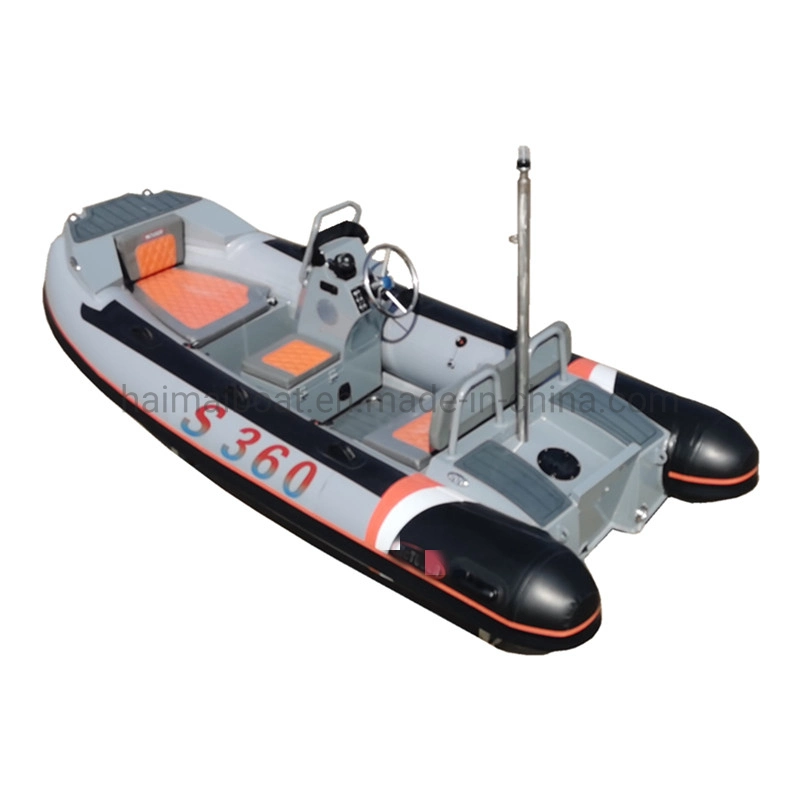 China 11.8FT 3.6m Offshore Rescue Boat Fishery Angling Boat EVA Floor Fast Speed Training Boat Multi-Purpose Inflatable Boat with CE