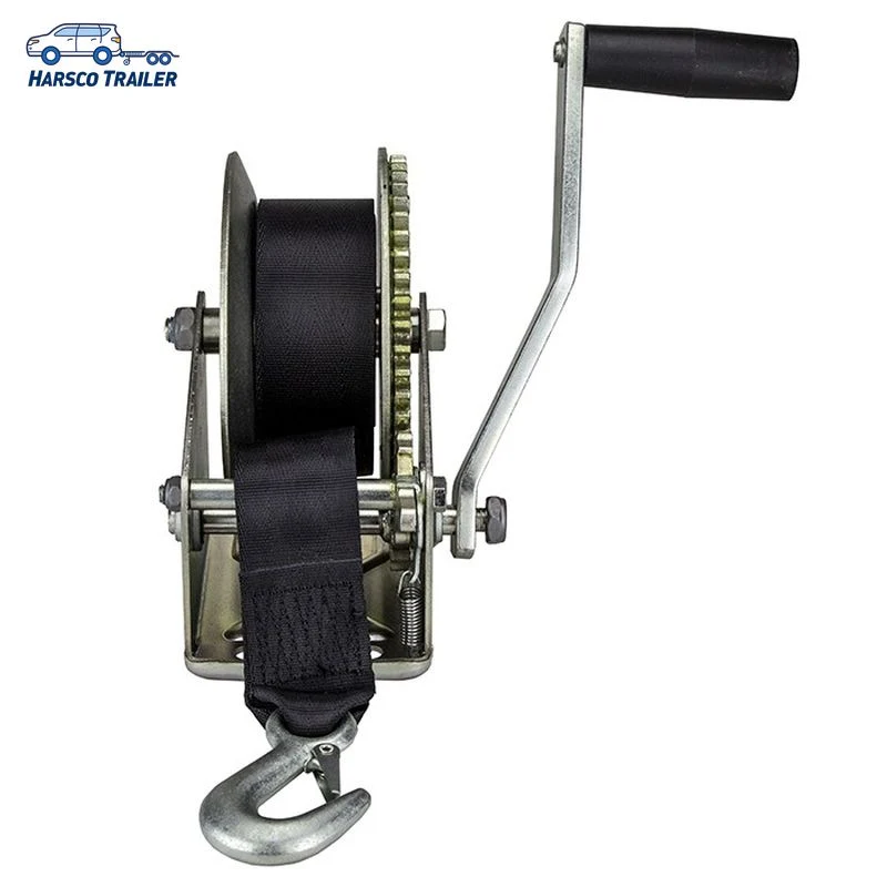 1800 Lbs Single Speed Boat Trailer Hand Winch with 20&prime; Strap - 8" Handle