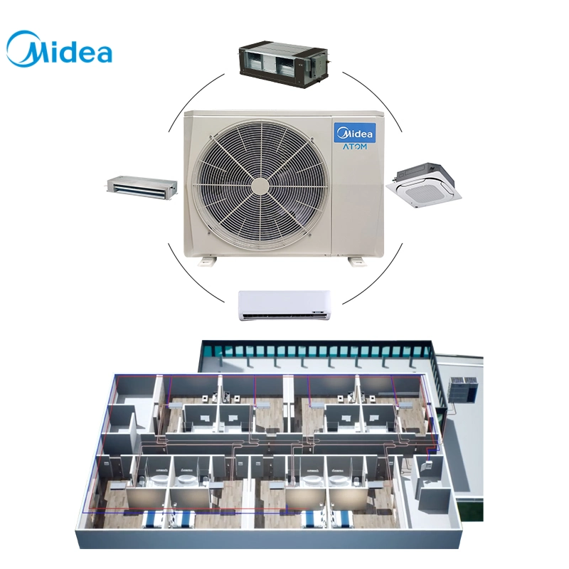 ضواغط العاكس بالكامل MIDEA 27kbtu تفريغ علوي مكيف الهواء من النوع المنقسم وحدة الإضاءة الخارجية تكييف الهواء التجاري للشقة