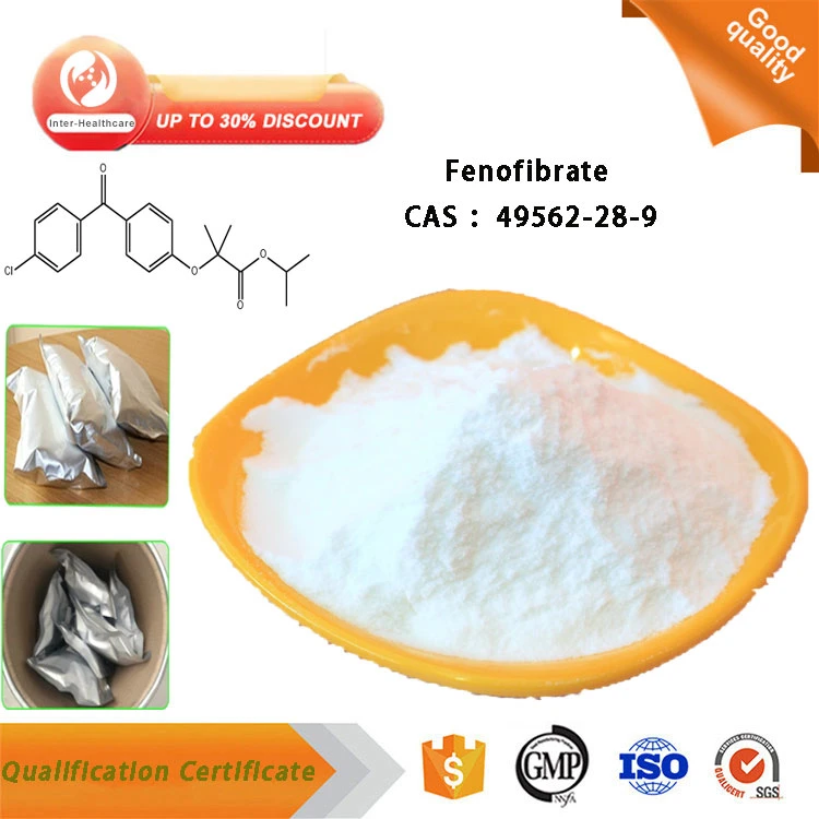 Materias primas farmacéuticas Mayorista/Proveedors medicamentos cardiovasculares polvo de fenofibrato CAS 49562-28-9 Fenofibrato