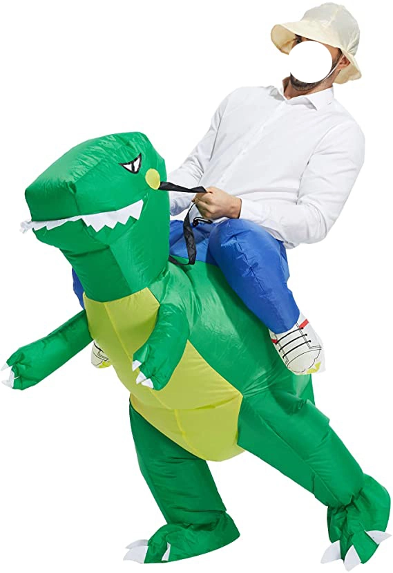 Almofada insuflável traje de dinossauro para adultos, T-Rex costume, Halloween Blow Up costume
