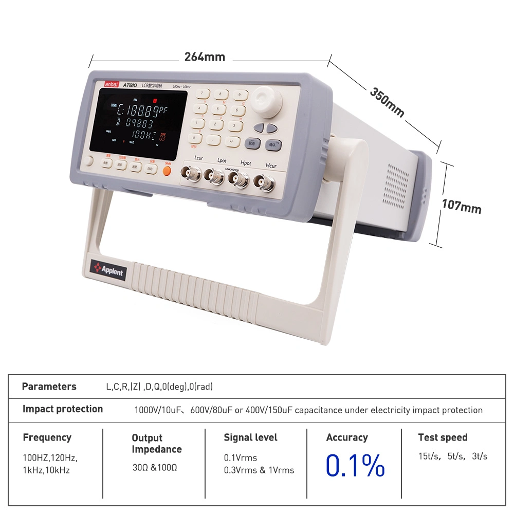 Aparelho de teste de capacitância 100 Hz do medidor LCR digital At810