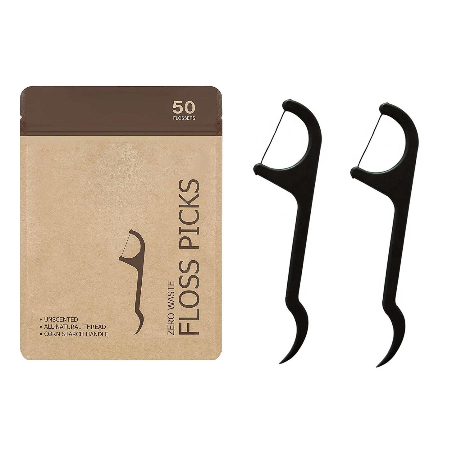 High Quality Natural Bamboo Charcoal Biodegradable Dental Floss Toothpick