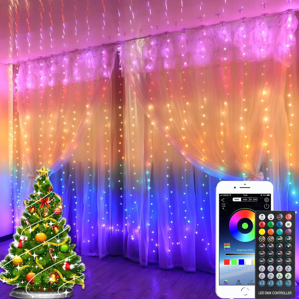 التحكم في تطبيقات المحمول أضواء الكريسماس الذكية LED خيال جنية رقمية ستارة الديكور غرفة بكسل داخلية مهرجانات خارجية ضوء
