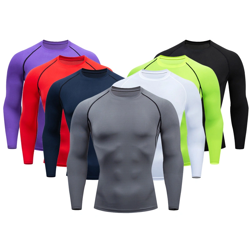 Men's Running Compression Shirt Long Sleeve Slim Fit Quick Dry Sportswear Wyz20224