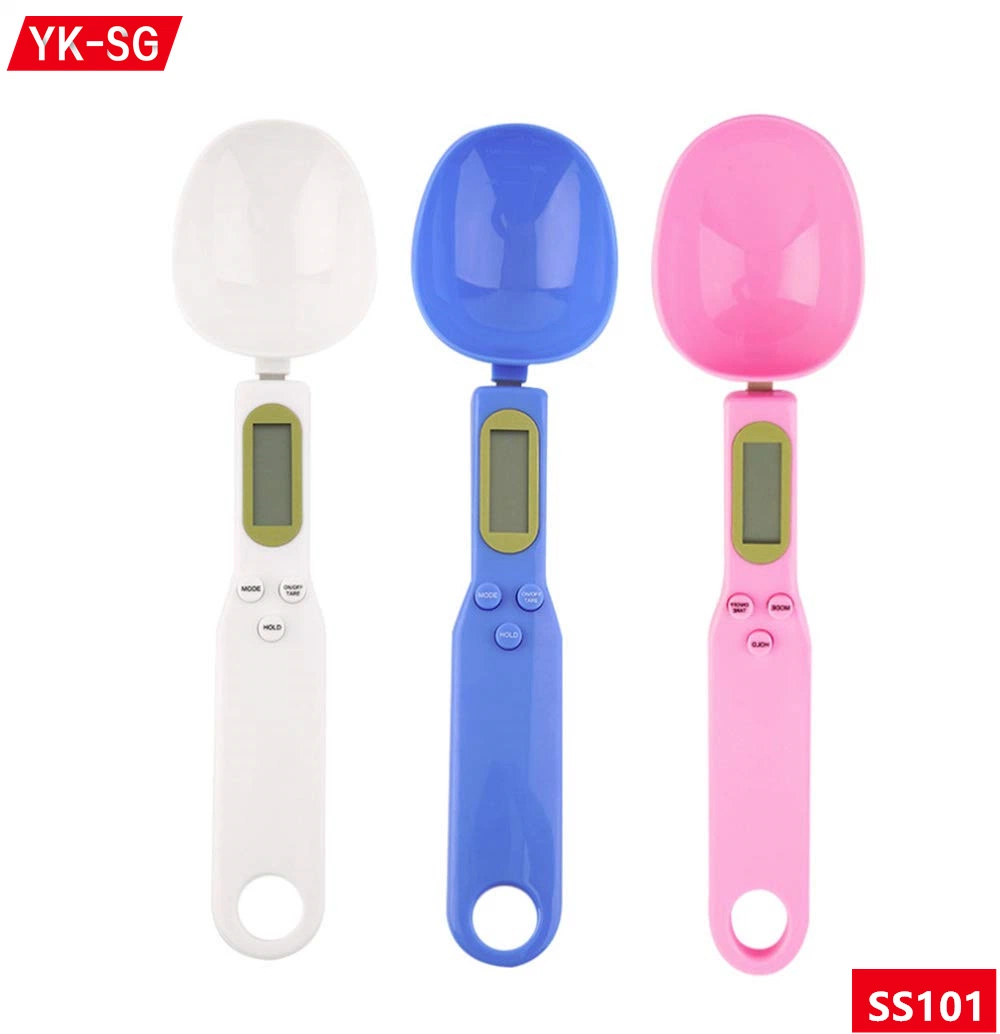 Hot Selling Electronic Balance Digital Pet Food Measuring Weighing Spoon Scale Weight Function ABS Plastic Battery off White LCD