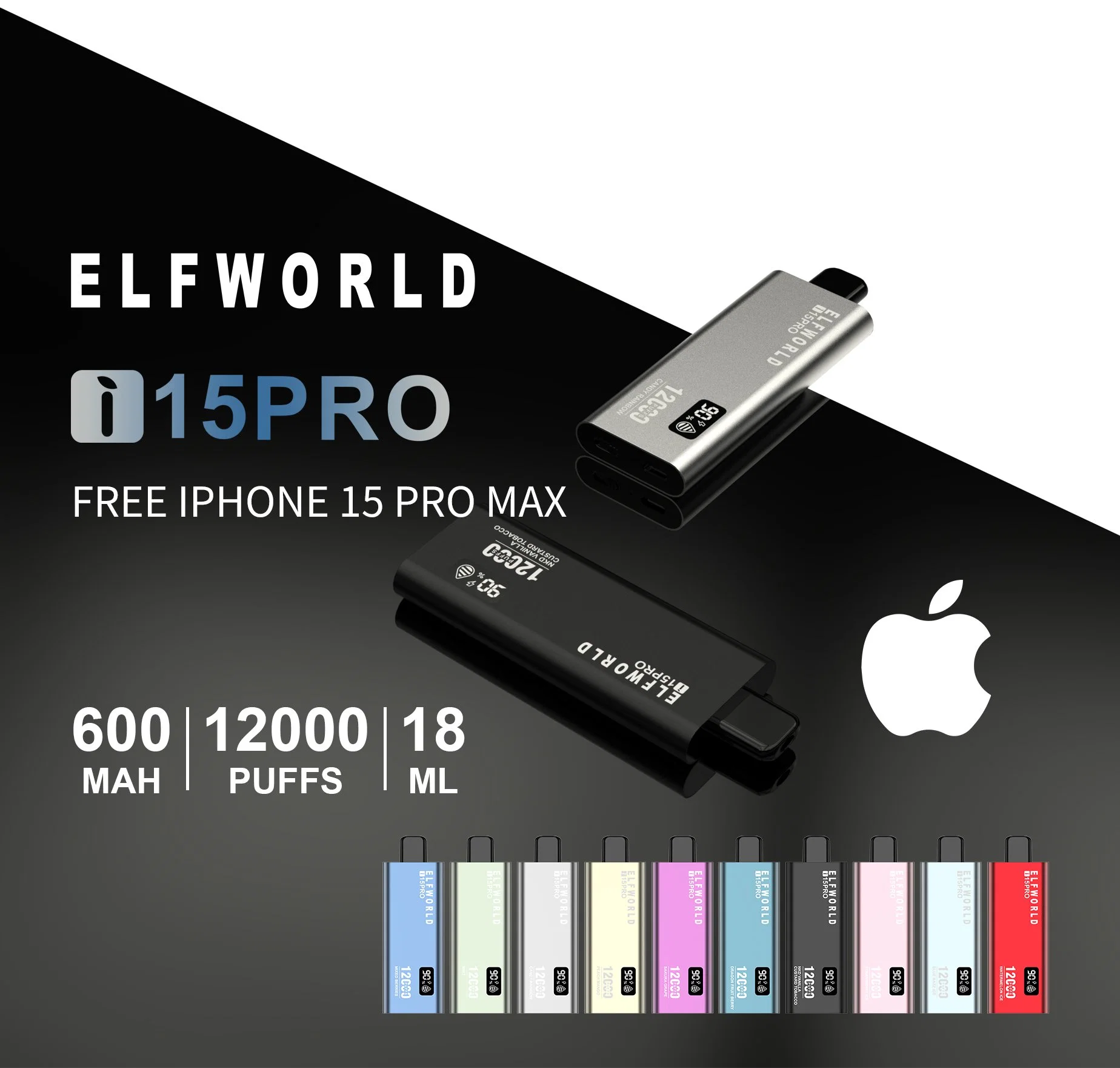 Предварительно заполненные одноразовые манжеты Vape Elf World I15PRO 12000 Xtia13000 15000 puffs никотин 0% 2% 3% 5% перезаряжаемый электрический сигарет Оптовые пушки для дисплеев