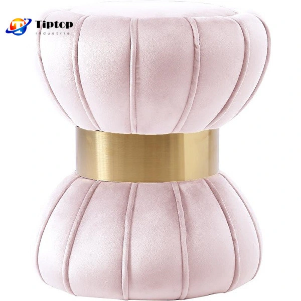 Luxury Elegant Stainless Steel Gold Hotel Ottoman Pouf