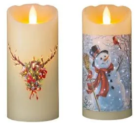 1pk Flameless Plastic Candle with Fiber LED Pillar Candles