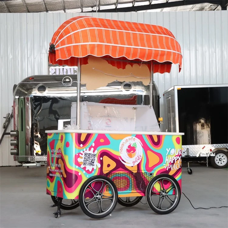 2023 EE.UU. Remolque de alimentos Mobile Ice Cream Cart Snack Food Trailer Caravans para la venta