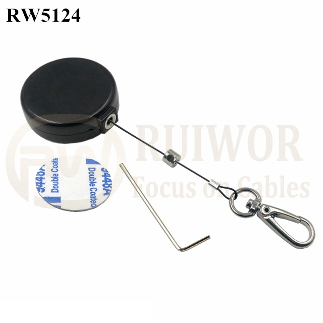 RW5124 Round Mini Anti Lost Recoiler Plus gancho clave