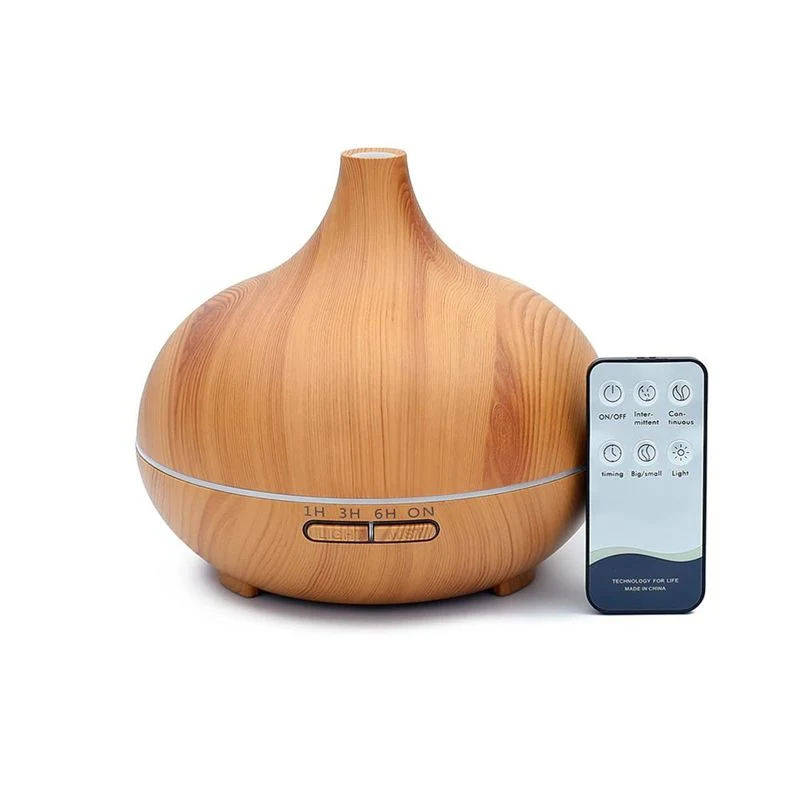 Wood Humidifier 550ml Remote Control Air Humidifier Car Aroma Essential Oil Diffuser Ultrasonic Scent Diffuser Hotel with 7 Colors LED Light