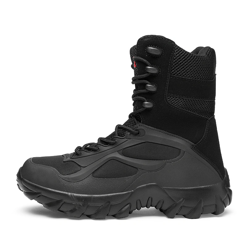 High Quality Men High-Top Waterproof Shoes Rubber Leather Tactical Black Combat Boots