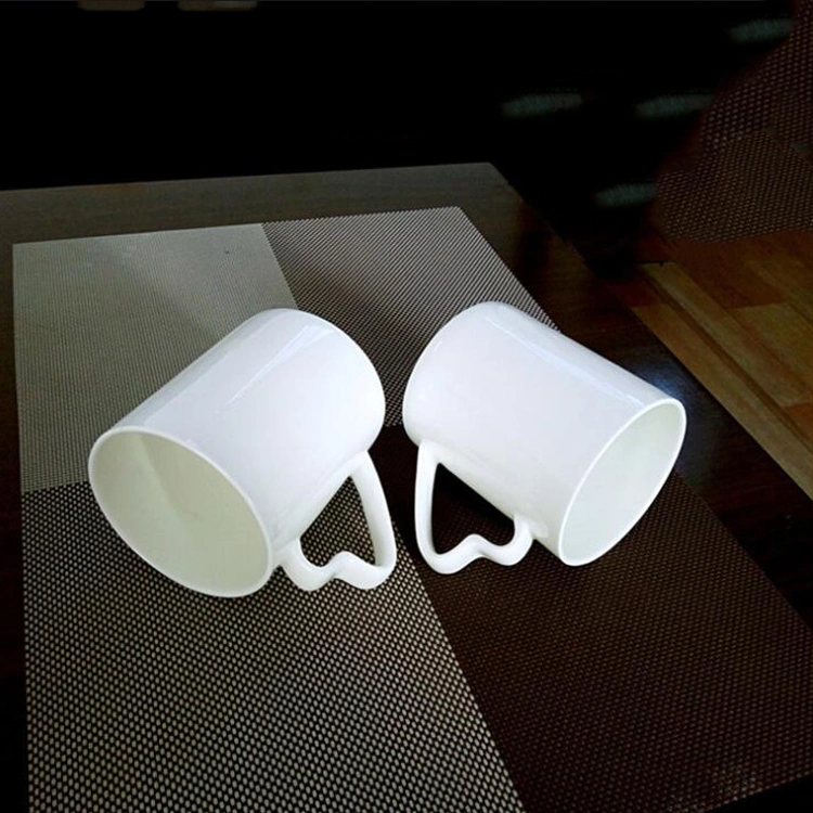 Top Quality Heart Shape Handled Bone China White Blank Mugs for Sublimation Printing