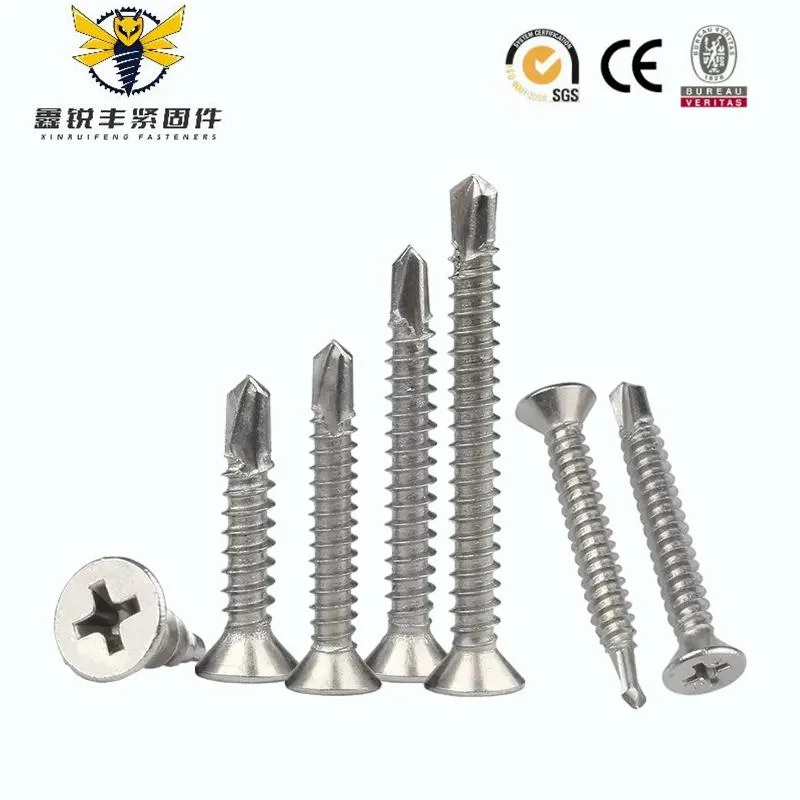 Self Drilling Tek Screws A2 (304) Stainless Steel Countersunk Head M3.9-M5.5 Material - A2 Stainless Steel Finish - A2 Stainless Steel Head Type