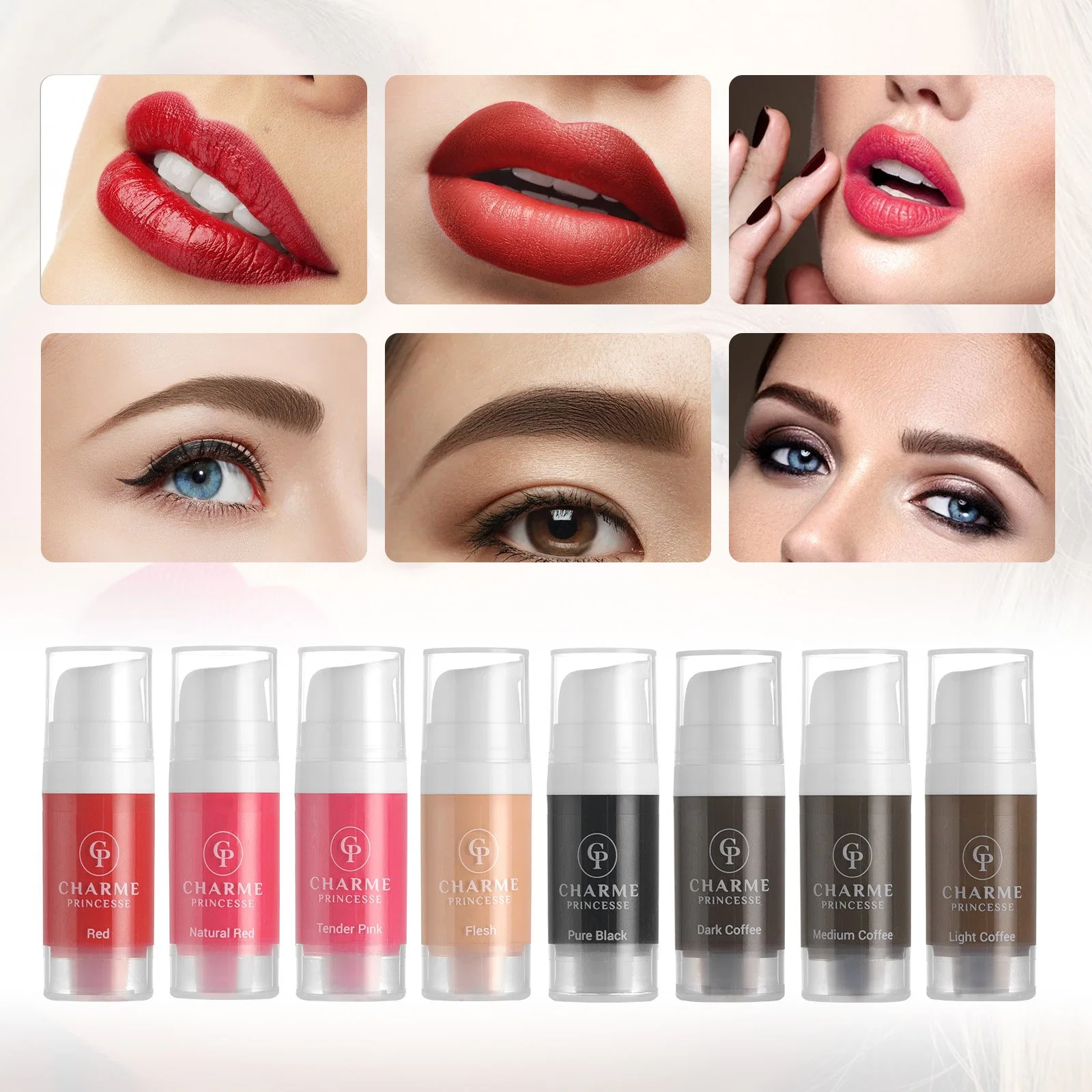 Charme Princesse Private Beauty Equipment Cosmetic Lip Wholesale Microblading ceja Juego de tinta de maquillaje