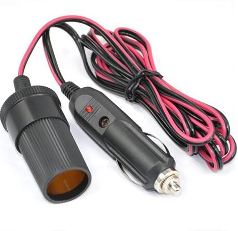 DC 5.5*2.1 PVC spiral Coiled Cable with Cigaretter Lighter Charger. 3.0Meter