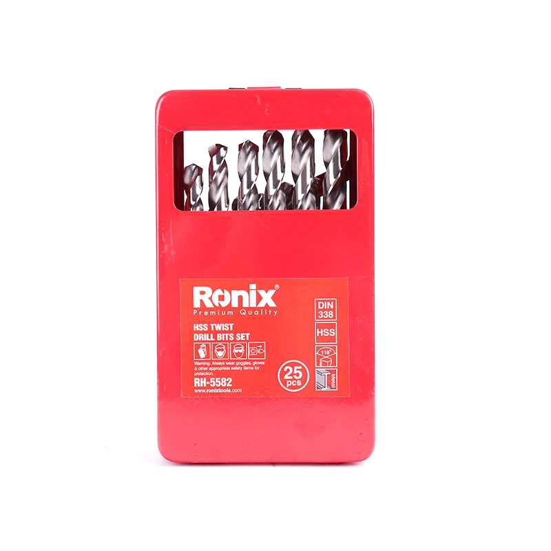 Ronix Hand Tool Model Rh-5582 1.0~13mm Drilling and Screwdriver Material HSS 25PCS Drill Bits Set