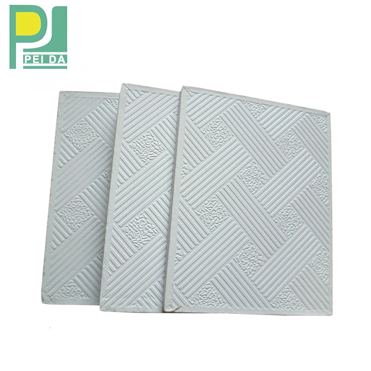 975 PVC Laminated Ceiling Tiles Plain White Gypsum 595X595