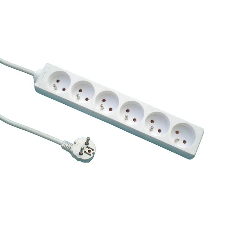 Factory Manufacturers 6 way French type french power strip 3-6sockets withPP flame retardant shell Material