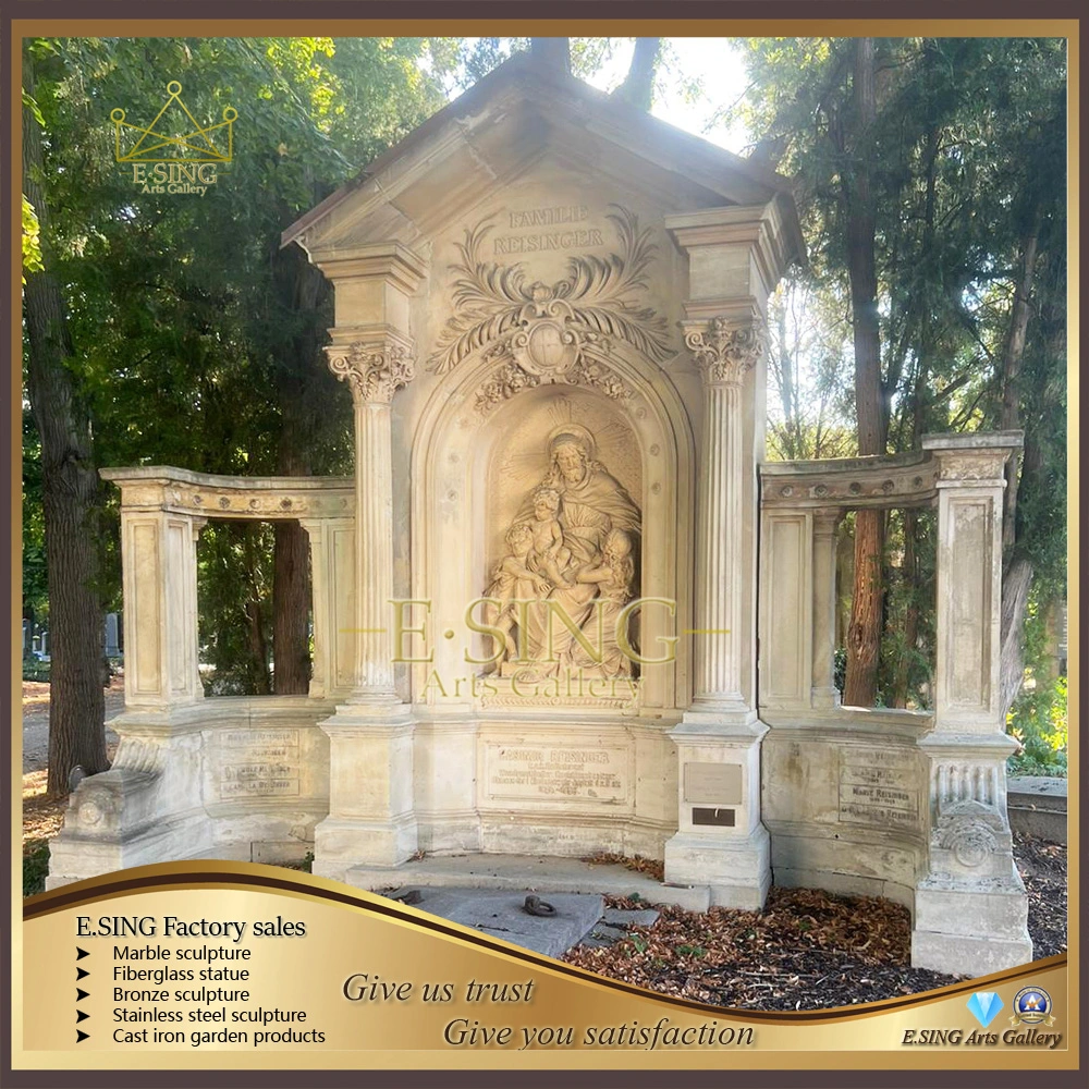 Cimetière des prix de gros décorées en marbre blanc pierre tombale de granit de pierre grand cimetière sculptés à la main