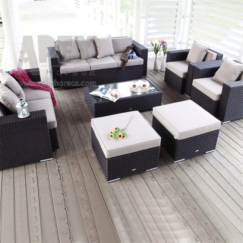 Hot Sale Modern Luxury Outdoor Rattan Furniture Aluminum Sofa Set with Waterproof Cushion