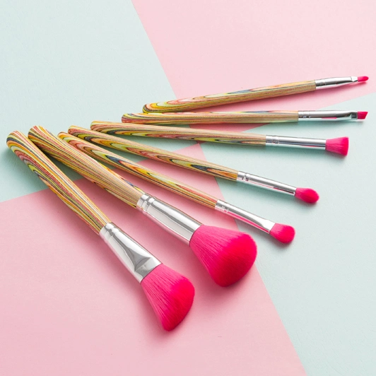 7PCS Colorful Brush Set Cosmetic Brush Makeup Brush with Cylinder Jar