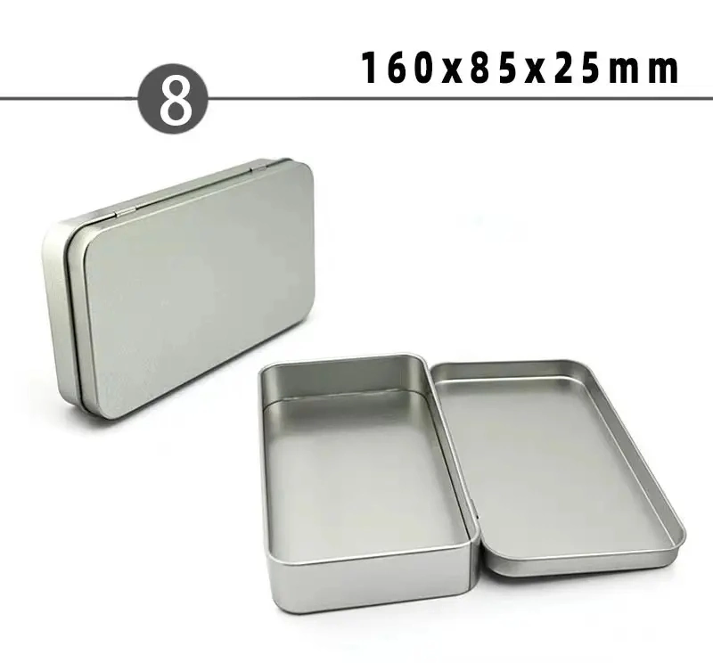 Rectangular Tins Plain Hinged Metal Packing Box Matte Black Tin Container White Silver Metal Tins Box