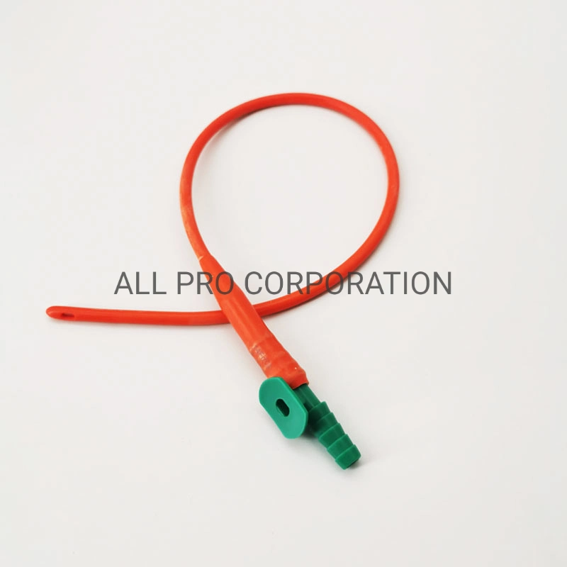 All Sizes Safety Medical Red Rubber Latex Suction Catheter with Control Valve