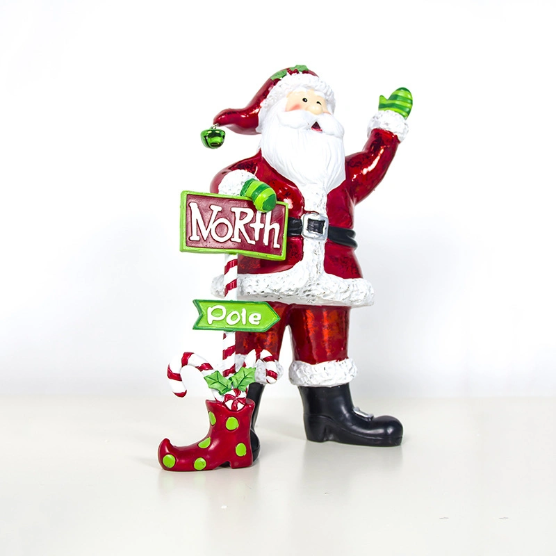 Santa Claus figuras de decoración con el Polo Norte hito