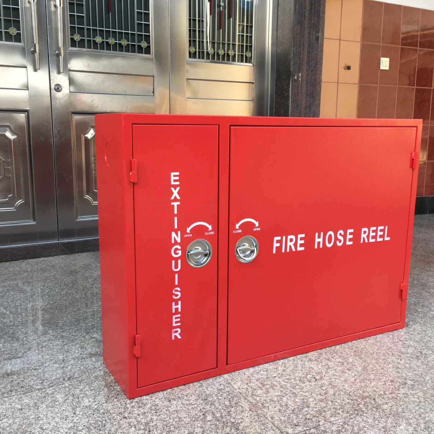 Mind Steel Red Color Hose Reel Cabinet with Double Door