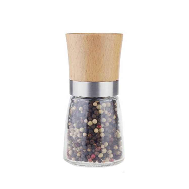 Big 160ml Spice Storage Bottle Wooden Ceramic Salt Pepper Mill