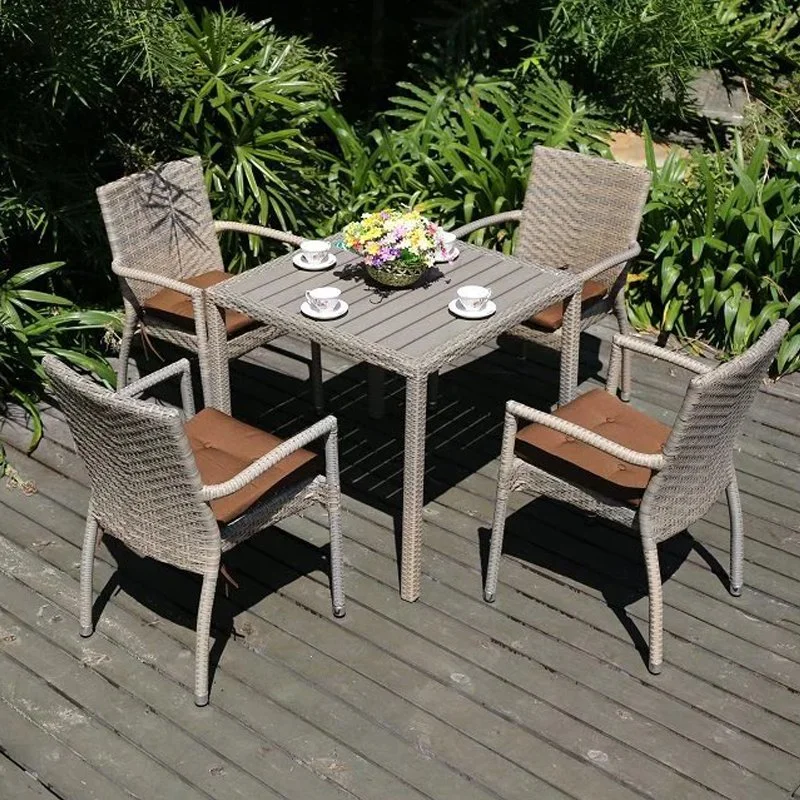 Moderne Rattan Garten Wicker Kostenlose Kombination Patio Möbel Cafe Restaurant Wicker Kunststoff Rattan Tischstuhl Möbel