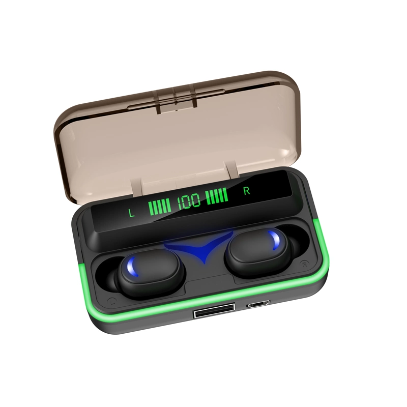 E10 Black Tws Earbuds with Recharging Power Bank for Mobile Phone Bluetooth Headset Wireless Headphone with Hands Free Mic