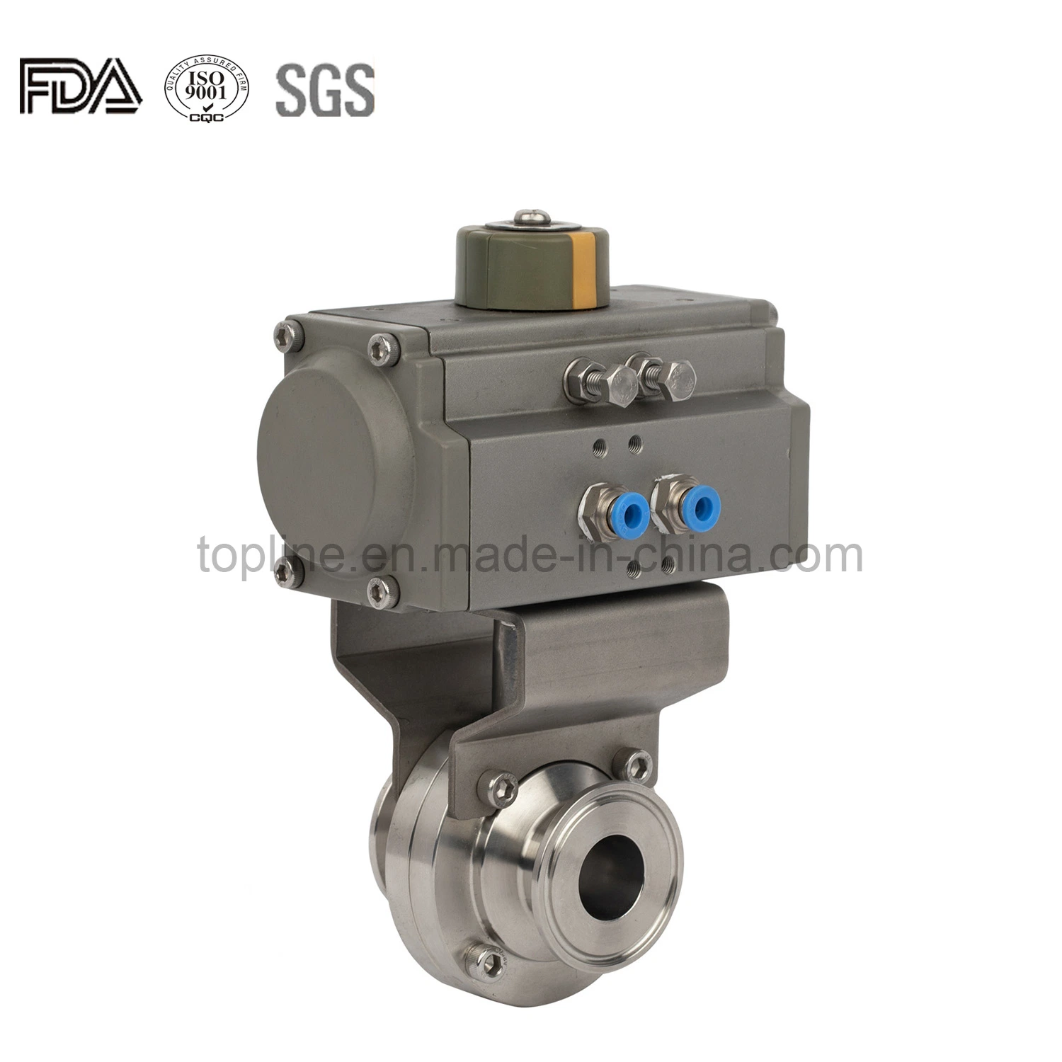 Stainless Steel Sanitary Pneumatic Butterfly Valve with Top Control Device