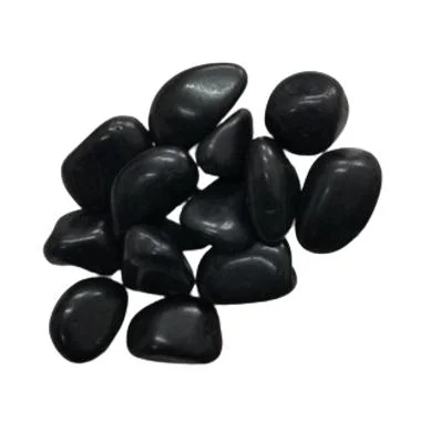 High Polished Black Pebbles Suitable for Outdoors and Indoors.