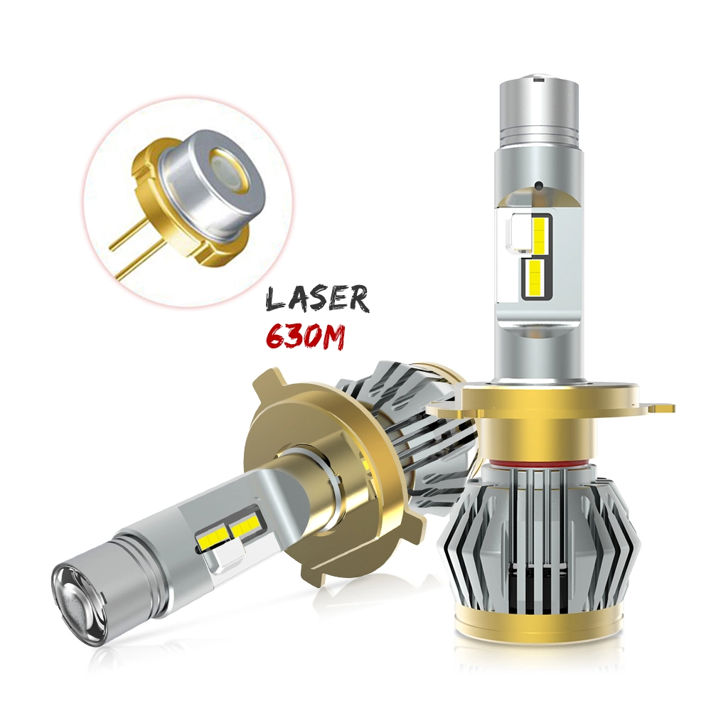 2021 New Style High Quality Laser Chip Lux@630m 72W Cooling Fan H4 H7 Laser Car LED Headlight Bulb for 4X4 Car