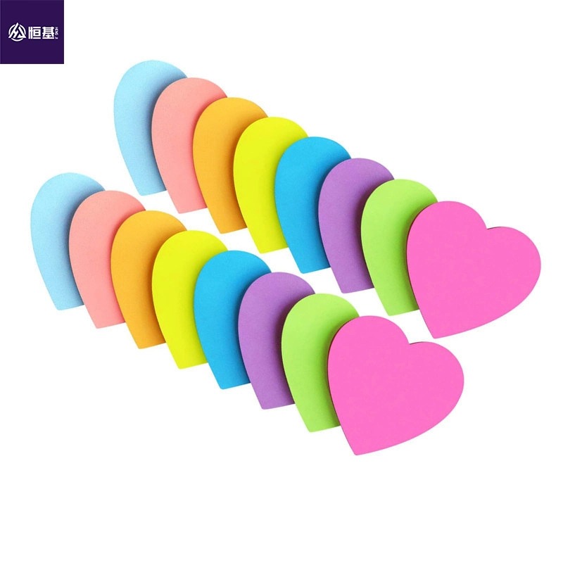 Colorful Heart Shape Sticky Memo Funny Cute Self-Stick Note Pad with Self Adhesive