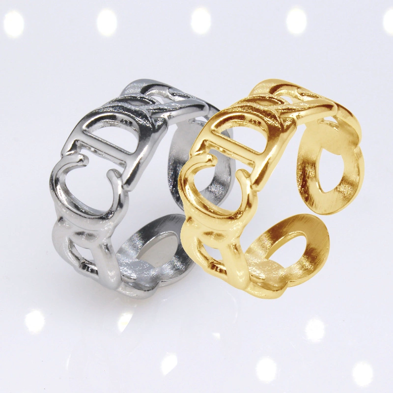 Manufacturer Customized Fashion Gold-Plated Jewelry, Stainless Steel Gold-Plated Replica, Exquisite Ring, 18K Ring