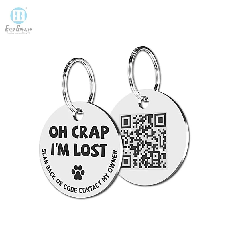 Custom Qr Code Dog Name Tags Silver