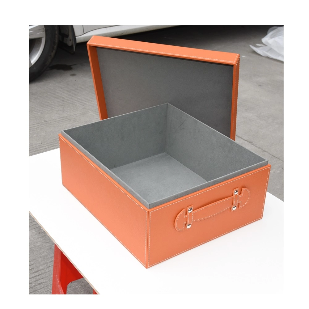 MDF Leather Wardrobe Storage Box for Cabinet with Cover