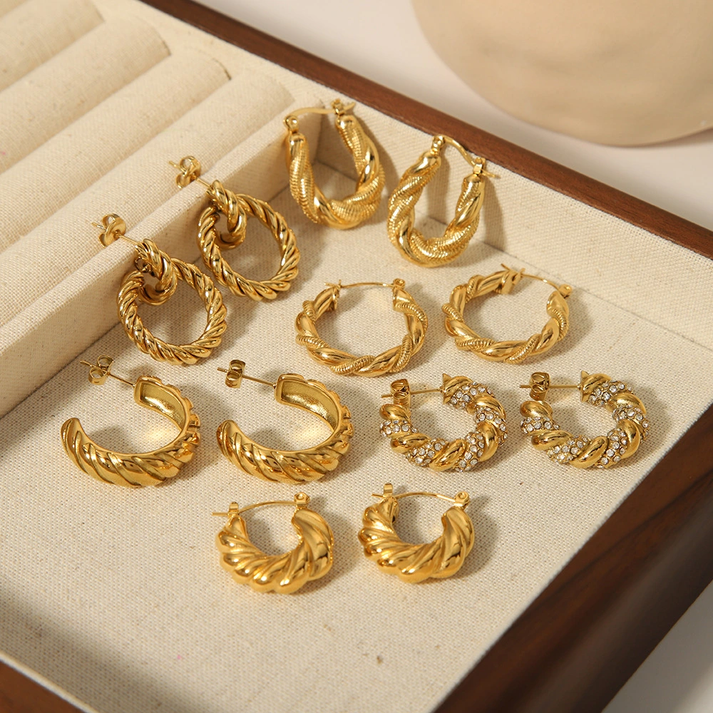 Cross-Border European and American Fashion Ear Female Simple Irregular Circle Shape Retro Exaggerated Trendy Gold Jewelry Earrings Wholesale