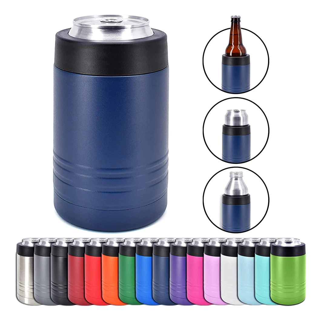 Powder Coated Standard Holder Insulator Stainless Steel 12 Oz Double Wall Vacuum Insulated Beer Can Bottle Cooler