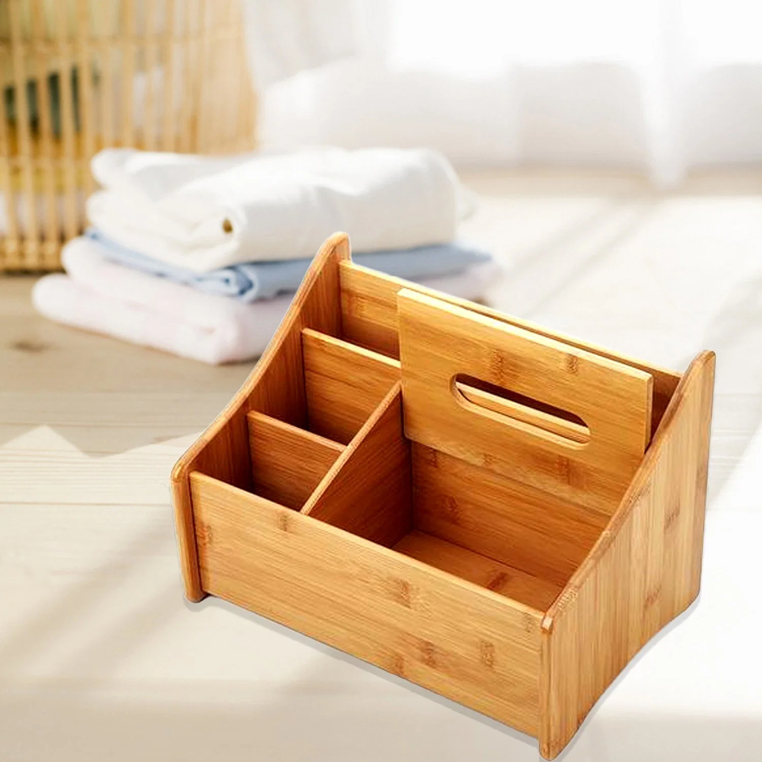 Caja de tejido de bambú creativo multifuncional para oficina y hogar Cajas de tejido de bambú