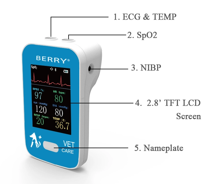 Es un Monitor Veterinario portátil de un equipo y ECG, Monitor Veterinario Multiparametros/Equipo médico/máquina médica